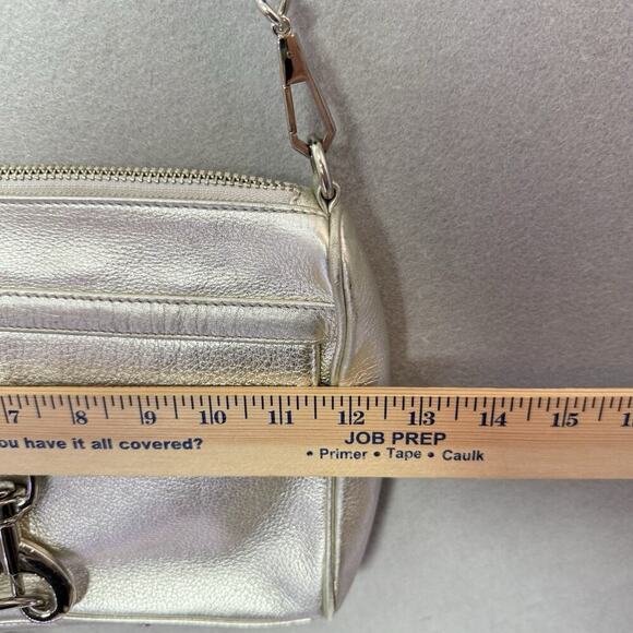 Rebecca Minkoff Silver Pebble Leather Crossbody Bag with Silver Chain Strap - Picture 8 of 9